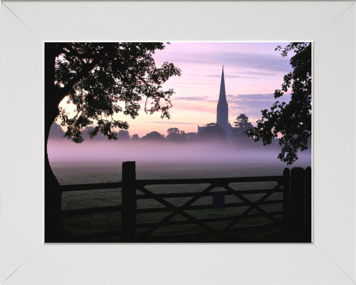 misty sunrise at salisbury cathederal in wiltshire Photo Print - Canvas - Framed Photo Print - Hampshire Prints