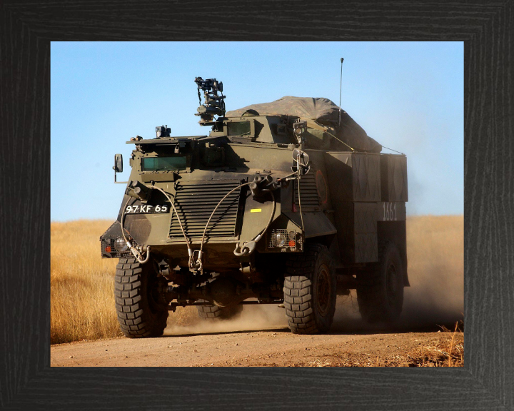 Saxon Armoured Personnel Vehicle Photo Print - British Army Vehicle Hampshire Prints 10 x 8 Black Frame No