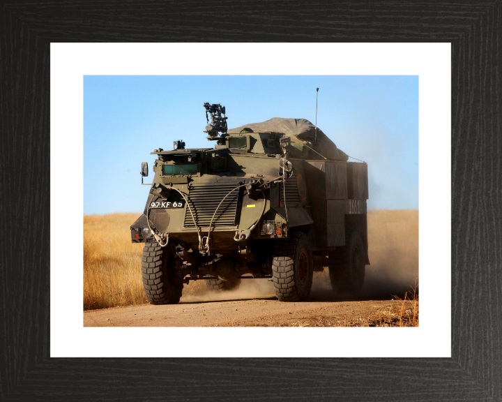 Saxon Armoured Personnel Vehicle Photo Print - British Army Vehicle Hampshire Prints 10 x 8 Black Frame Yes