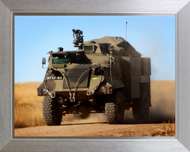 Saxon Armoured Personnel Vehicle Photo Print - British Army Vehicle Hampshire Prints 10 x 8 Silver Frame No