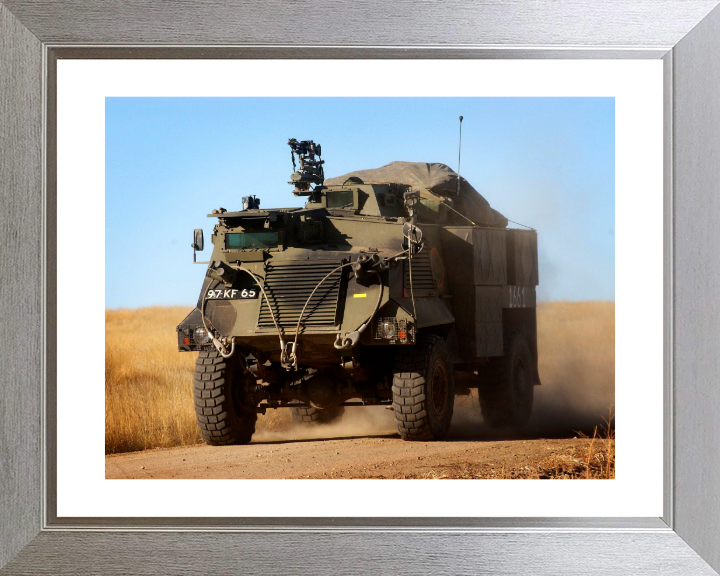 Saxon Armoured Personnel Vehicle Photo Print - British Army Vehicle Hampshire Prints 10 x 8 Silver Frame Yes