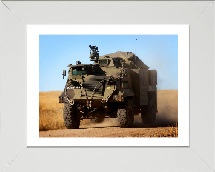 Saxon Armoured Personnel Vehicle Photo Print - British Army Vehicle Hampshire Prints 10 x 8 White Frame Yes