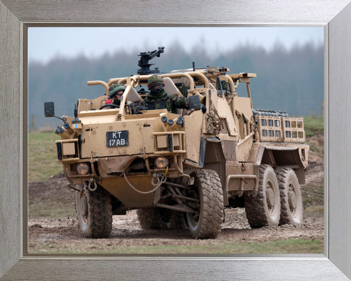 Coyote Armoured vehicle Photo Print - British Army Vehicle Hampshire Prints 10 x 8 Silver Frame No