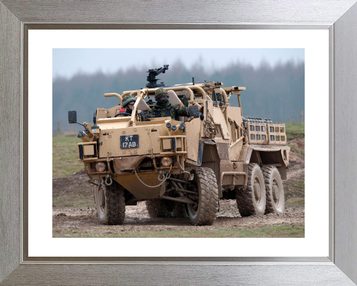 Coyote Armoured vehicle Photo Print - British Army Vehicle Hampshire Prints 10 x 8 Silver Frame Yes