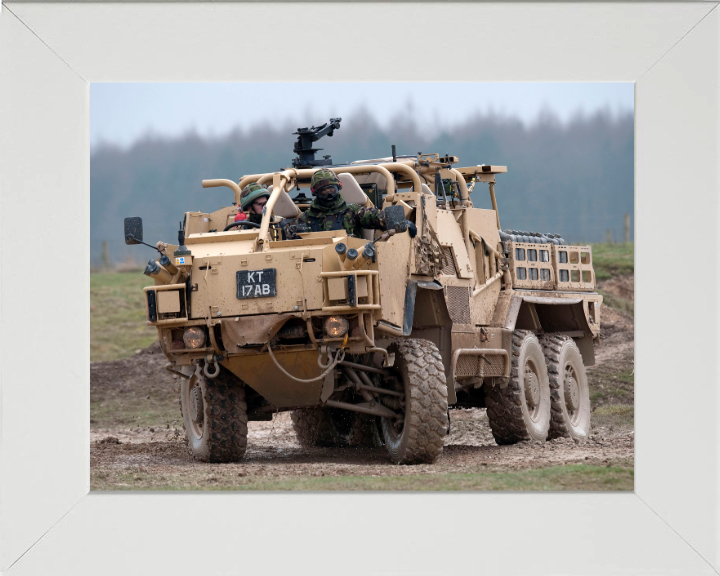 Coyote Armoured vehicle Photo Print - British Army Vehicle Hampshire Prints 10 x 8 White Frame No
