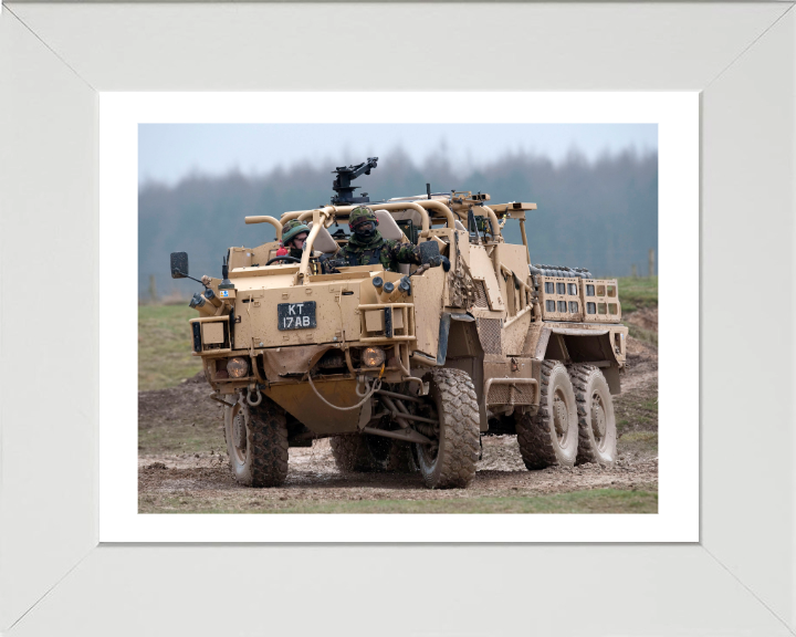 Coyote Armoured vehicle Photo Print - British Army Vehicle Hampshire Prints 10 x 8 White Frame Yes