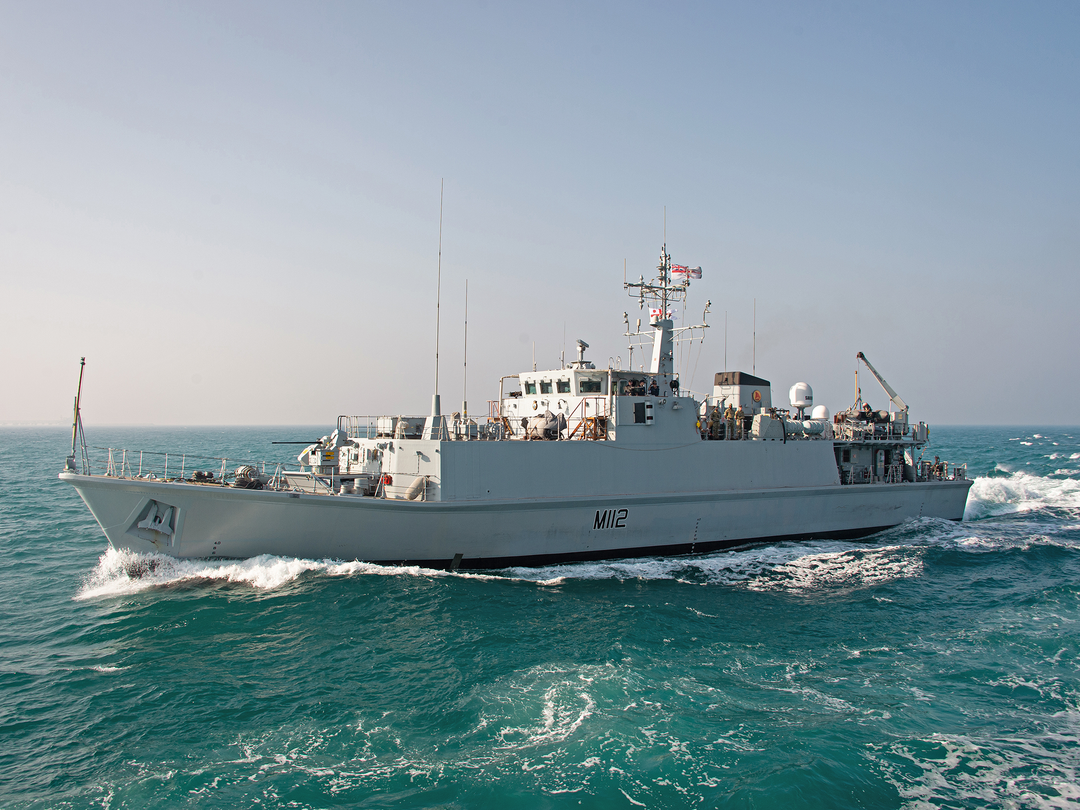 HMS Shoreham M112 Sandown Class Minehunter January 2021 Port Bow View at Sea Photo Print - Posters, Prints, & Visual Artwork - by Hampshire Prints (image 1 of 9)