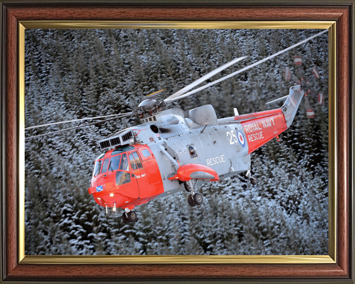SAR Sea King Helicopter In flight Photo Print - Royal Navy Aircraft Hampshire Prints 10 x 8 Classic Frame No
