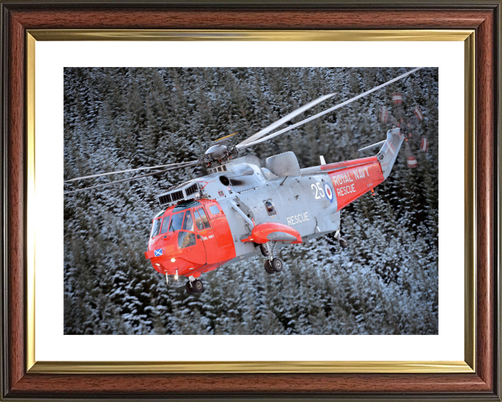 SAR Sea King Helicopter In flight Photo Print - Royal Navy Aircraft Hampshire Prints 10 x 8 Classic Frame Yes