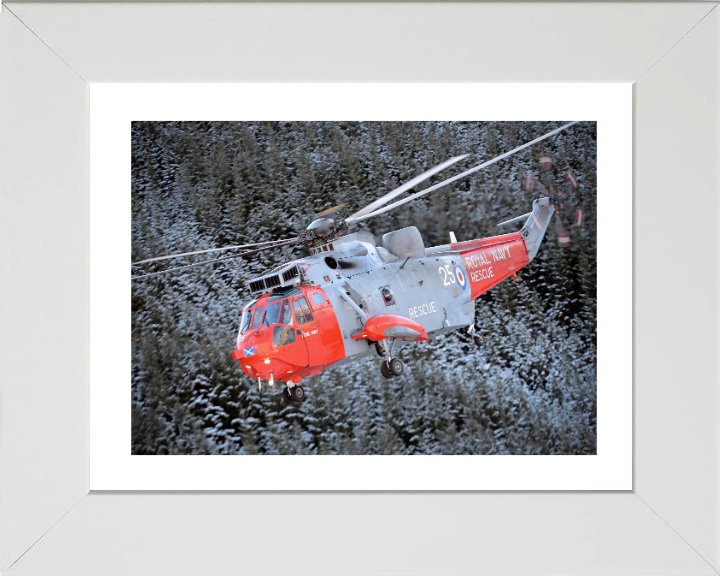 SAR Sea King Helicopter In flight Photo Print - Royal Navy Aircraft Hampshire Prints 10 x 8 White Frame Yes