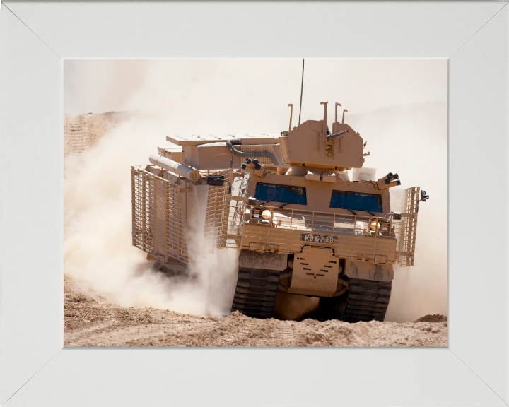 Warthog Armoured vehicle Photo Print - British Army Vehicle Hampshire Prints 10 x 8 White Frame No