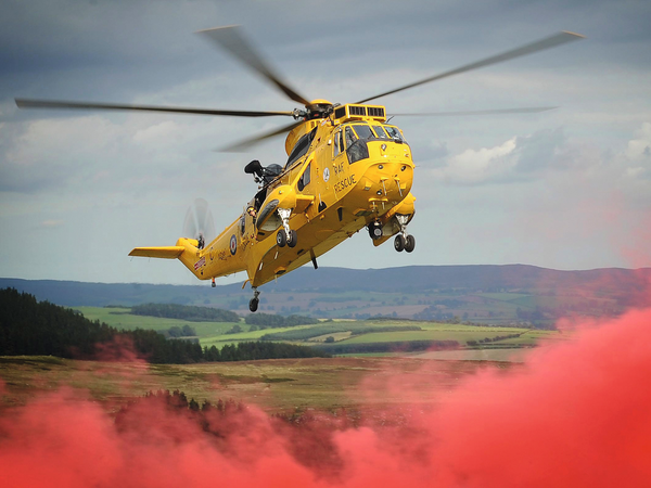 RAF Sea King Helicopter Red Smoke Training September 2011
