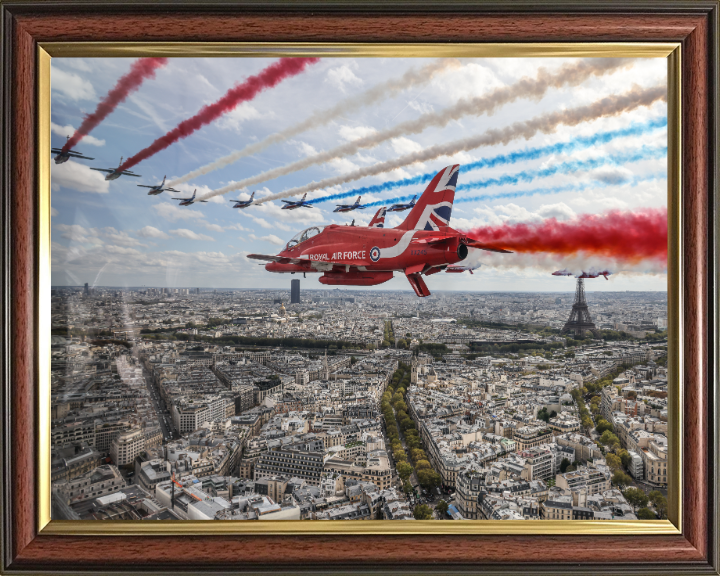 RAF Red Arrows over Paris Photo Print - Royal Air Force Aircraft Hampshire Prints 10 x 8 Classic Frame No