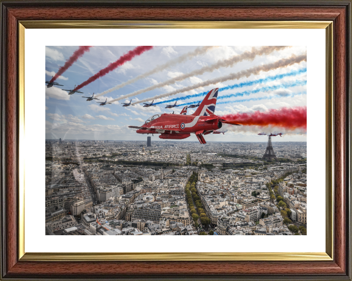 RAF Red Arrows over Paris Photo Print - Royal Air Force Aircraft Hampshire Prints 10 x 8 Classic Frame Yes