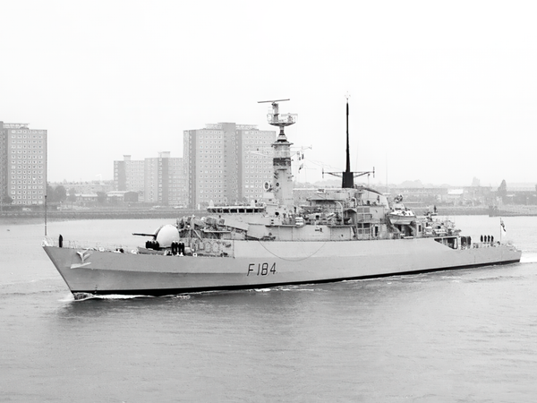 HMS Ardent F184 Type 21 Frigate 1981 Leaving Portsmouth