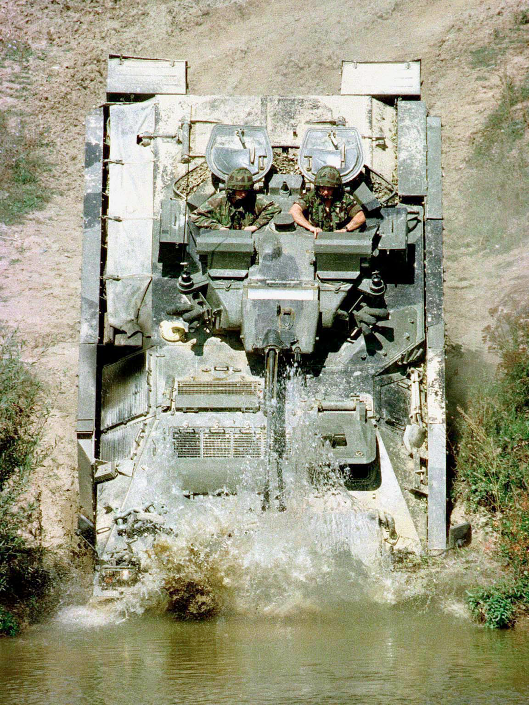 Warrior Armoured Personnel Vehicle Entering Water Photo Print - British Army Vehicle