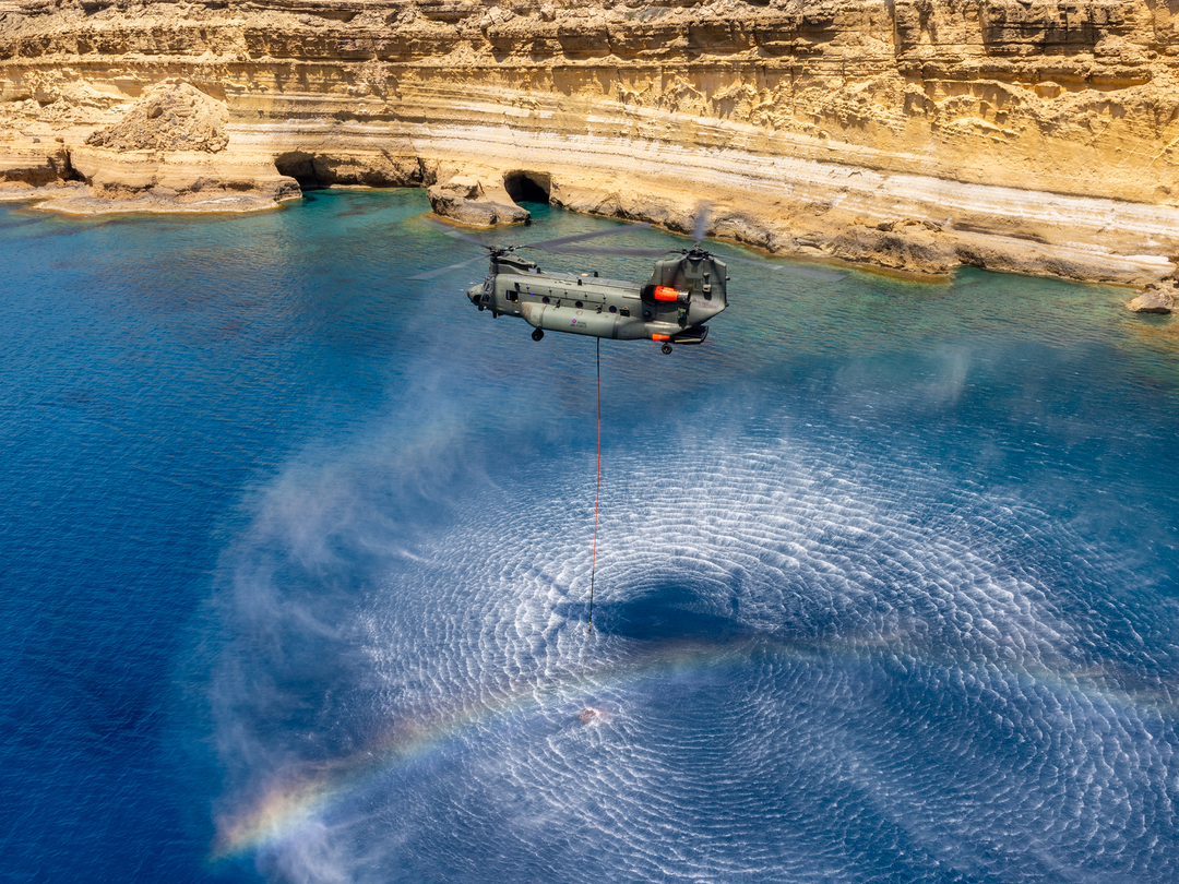 RAF Chinook Helicopter with Firefighting Bucket 2026 Photo Print - Posters, Prints, & Visual Artwork - by Hampshire Prints (image 1 of 9)