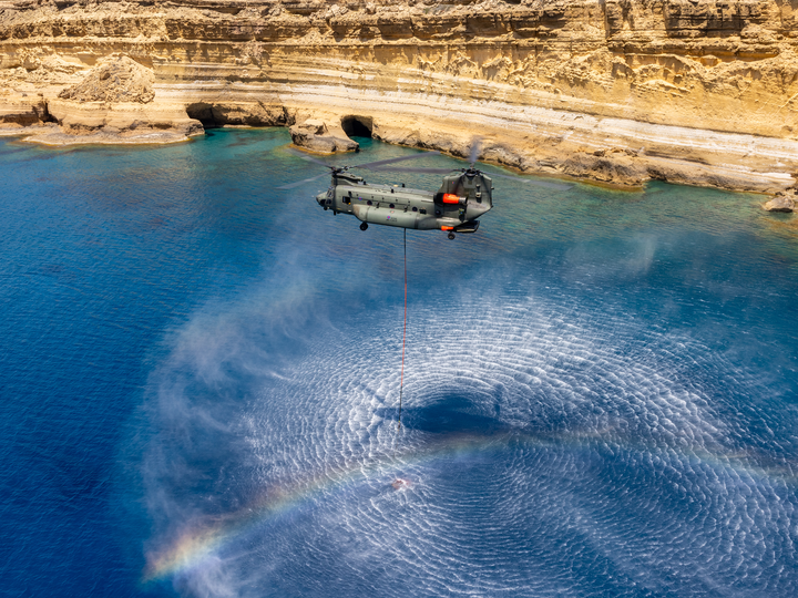 RAF Chinook Helicopter with Firefighting Bucket 2026 Photo Print - Posters, Prints, & Visual Artwork - by Hampshire Prints (image 1 of 9)