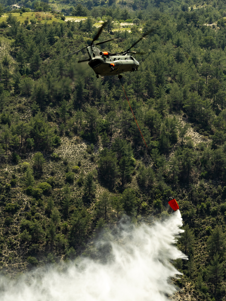 RAF Chinook Helicopter Firefighting Cyprus 2026 Photo Print - Posters, Prints, & Visual Artwork - by Hampshire Prints (image 1 of 9)
