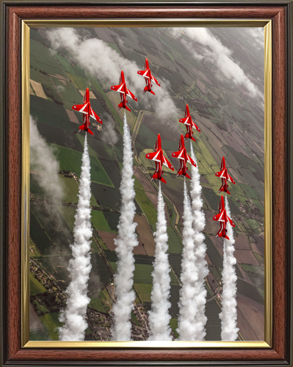 RAF Red Arrows in formation Photo Print - Royal Air Force Aircraft Hampshire Prints 10 x 8 Classic Frame No