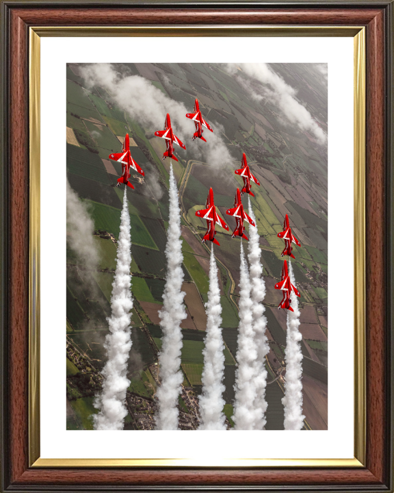 RAF Red Arrows in formation Photo Print - Royal Air Force Aircraft Hampshire Prints 10 x 8 Classic Frame Yes