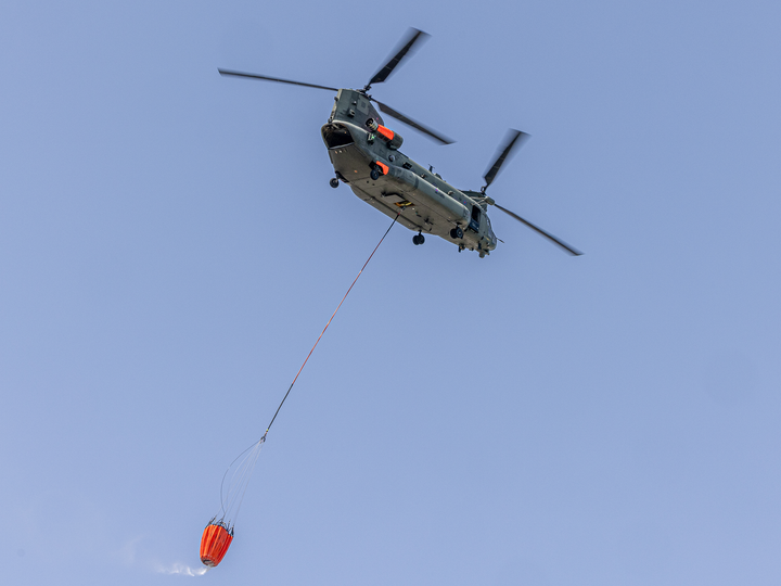 RAF Chinook Helicopter with Firefighting Bucket Cyprus 2026 Photo Print - Posters, Prints, & Visual Artwork - by Hampshire Prints (image 1 of 9)
