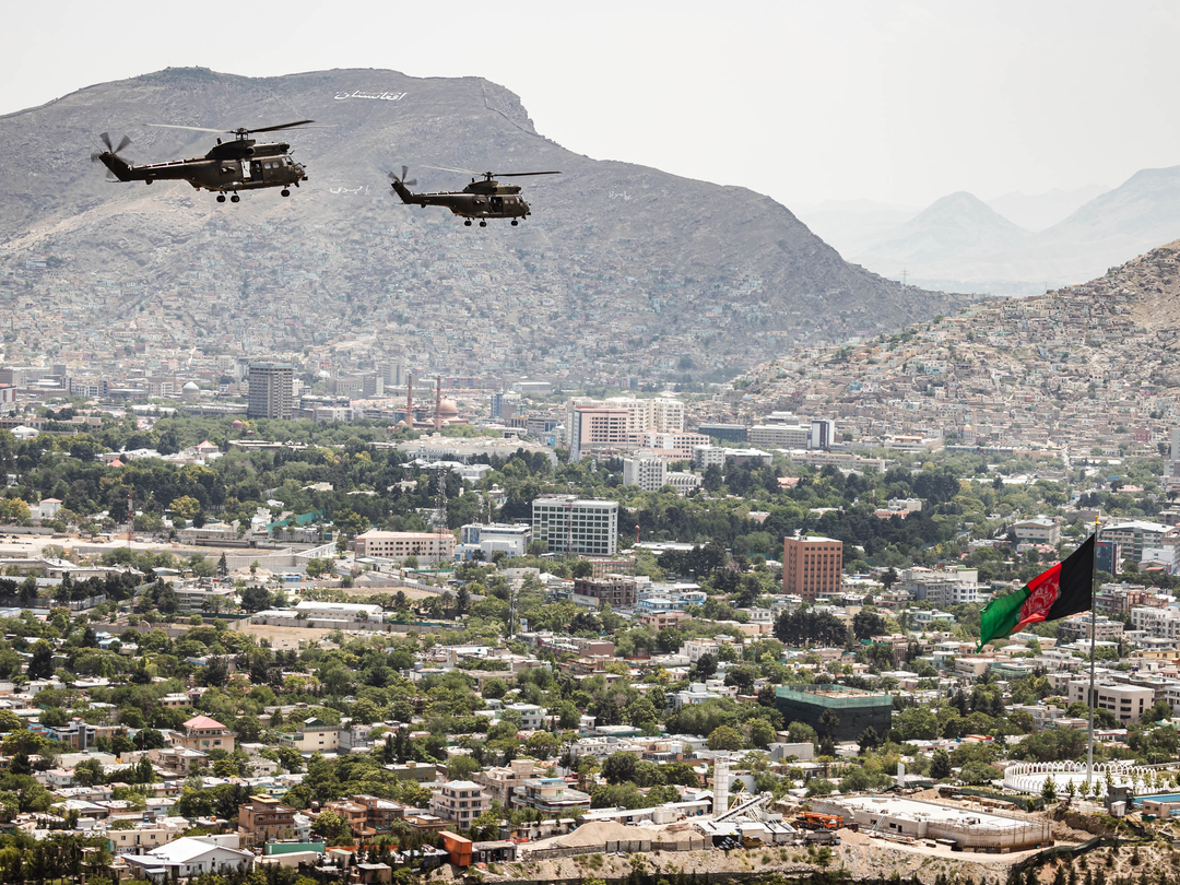 RAF Puma Helicopters Over Kabul 2021