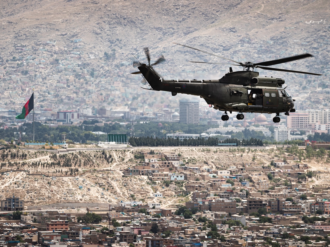 RAF Puma Helicopter Over Kabul May 2021