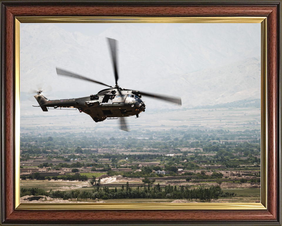 RAF Puma Helicopter Banks Over Afghanistan 2021
