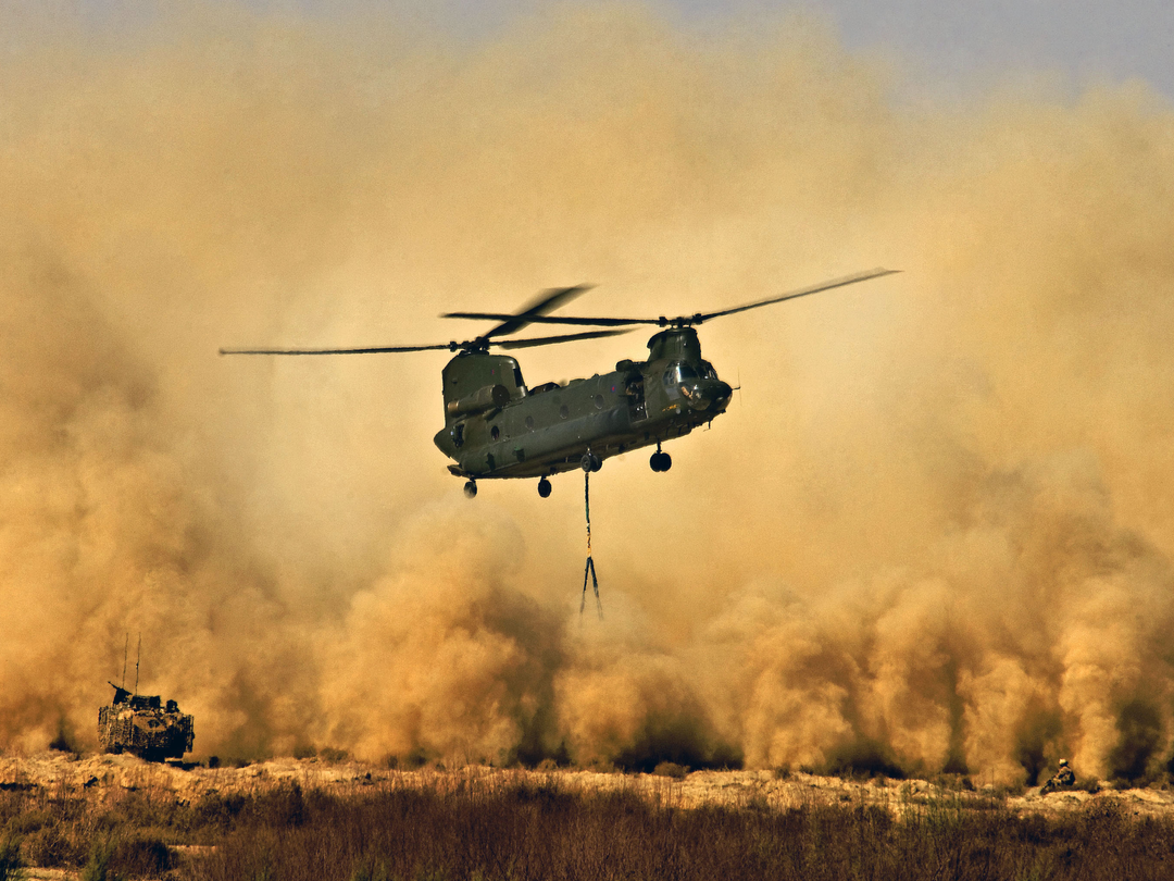 RAF Chinook Helicopter Dust Storm Afghanistan 2007