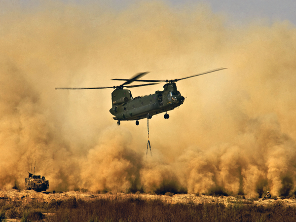 RAF Chinook Helicopter Dust Storm Afghanistan 2007