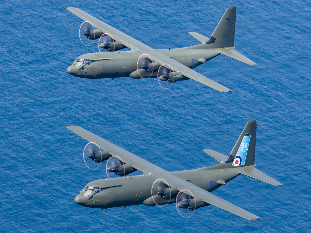 Two RAF Hercules C-130J in flight Photo Print - Royal Air Force Aircraft Hampshire Prints 6 x 4 No Frame No