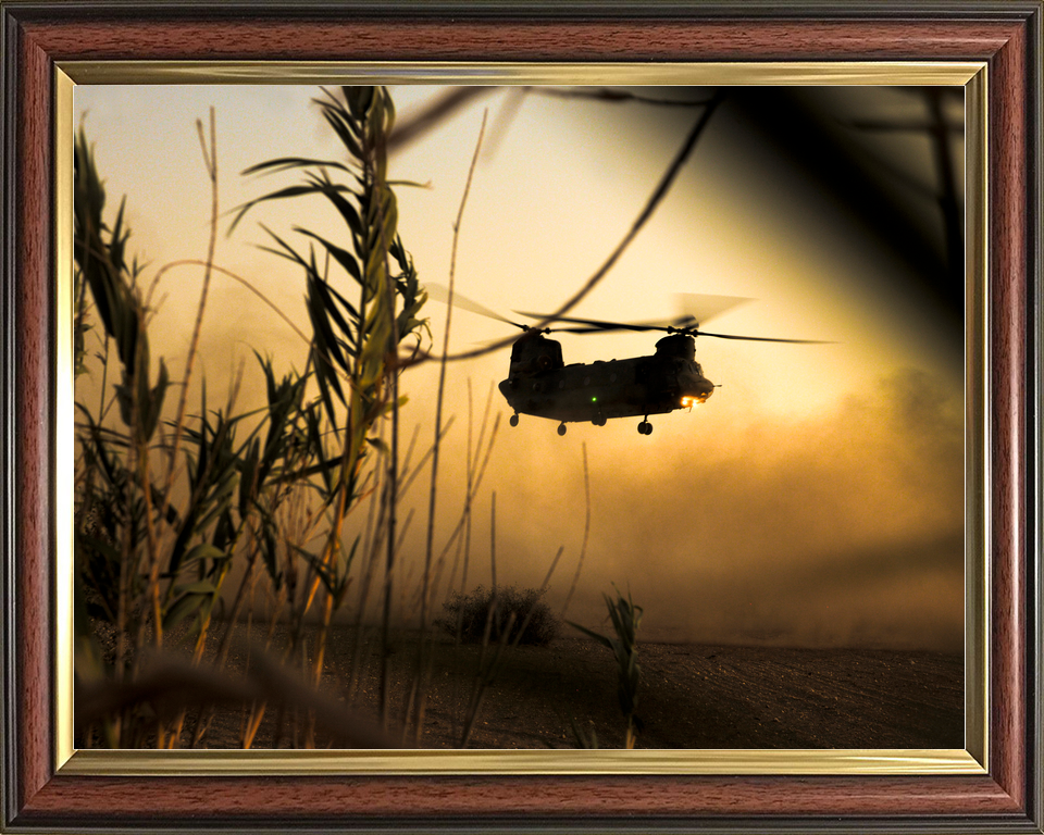 RAF Chinook Helicopter Dusty Takeoff 2010