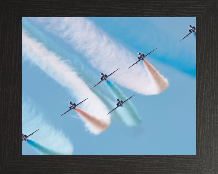 RAF Red Arrows in formation Photo Print - Royal Air Force Aircraft Hampshire Prints 10 x 8 Black Frame No