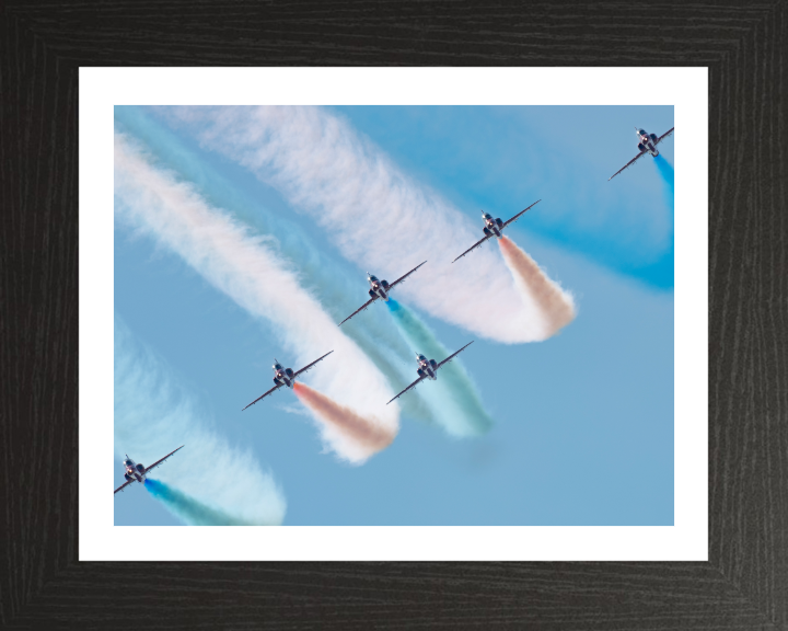 RAF Red Arrows in formation Photo Print - Royal Air Force Aircraft Hampshire Prints 10 x 8 Black Frame Yes