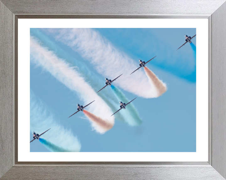 RAF Red Arrows in formation Photo Print - Royal Air Force Aircraft Hampshire Prints 10 x 8 Silver Frame Yes