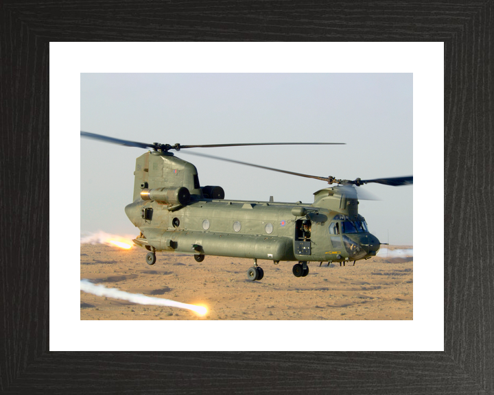 RAF Chinook Releasing Decoy Flares Helmand 2006