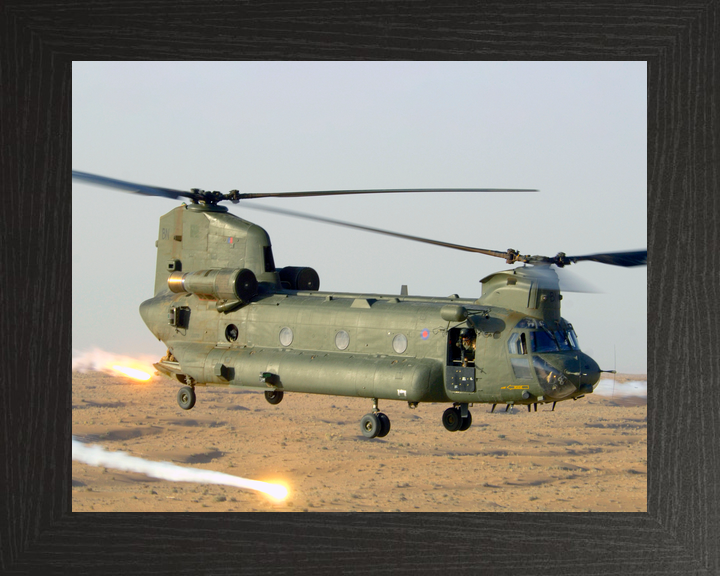 RAF Chinook Releasing Decoy Flares Helmand 2006