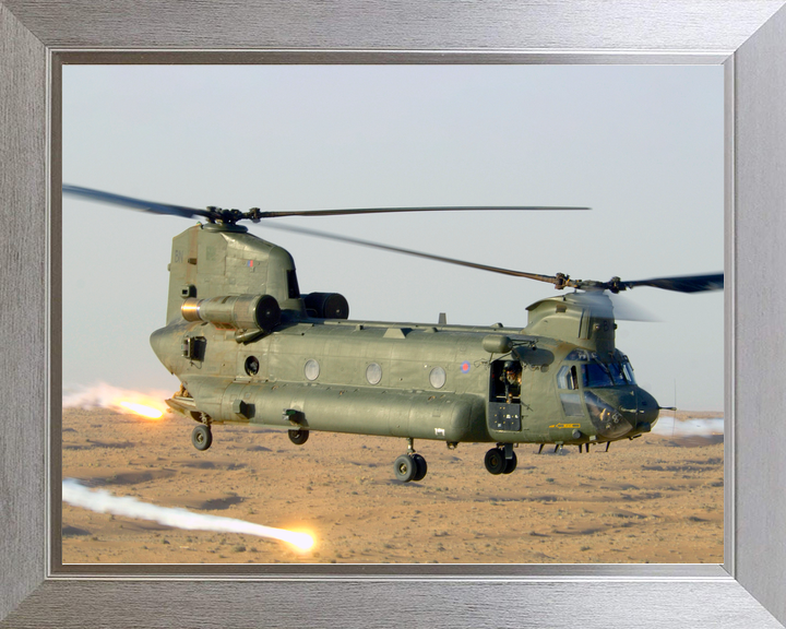 RAF Chinook Releasing Decoy Flares Helmand 2006