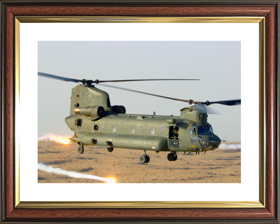 RAF Chinook Releasing Decoy Flares Helmand 2006