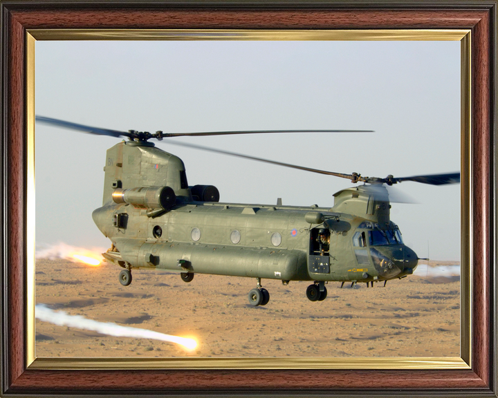 RAF Chinook Releasing Decoy Flares Helmand 2006