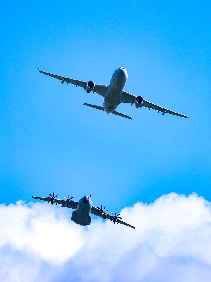 RAF Voyager and A400M Atlas in flight Photo Print - Royal Air Force Aircraft Hampshire Prints 6 x 4 No Frame No