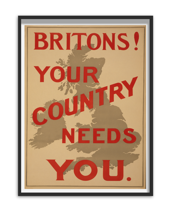 Britons! your country needs you | British World War One Recruitment Poster Posters, Prints, & Visual Artwork Hampshire Prints A5