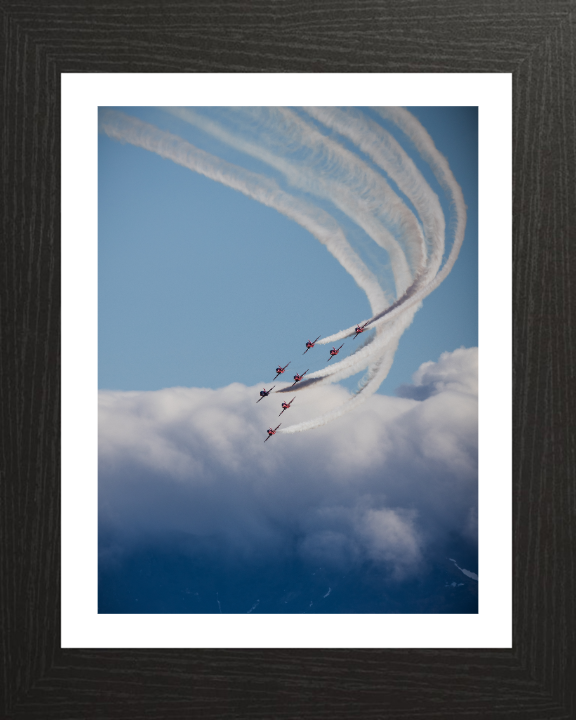 RAF Red Arrows in flight Photo Print - Royal Air Force Aircraft Hampshire Prints 10 x 8 Black Frame Yes