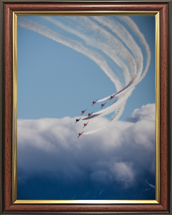 RAF Red Arrows in flight Photo Print - Royal Air Force Aircraft Hampshire Prints 10 x 8 Classic Frame No