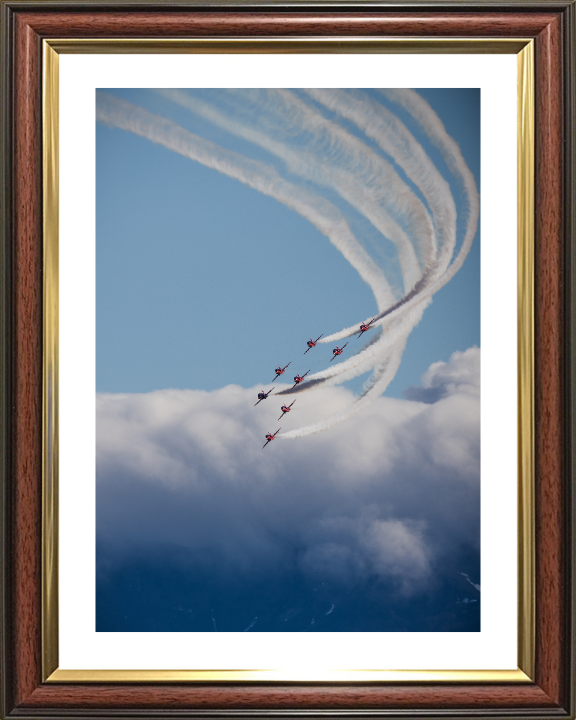 RAF Red Arrows in flight Photo Print - Royal Air Force Aircraft Hampshire Prints 10 x 8 Classic Frame Yes