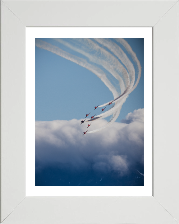 RAF Red Arrows in flight Photo Print - Royal Air Force Aircraft Hampshire Prints 10 x 8 White Frame Yes