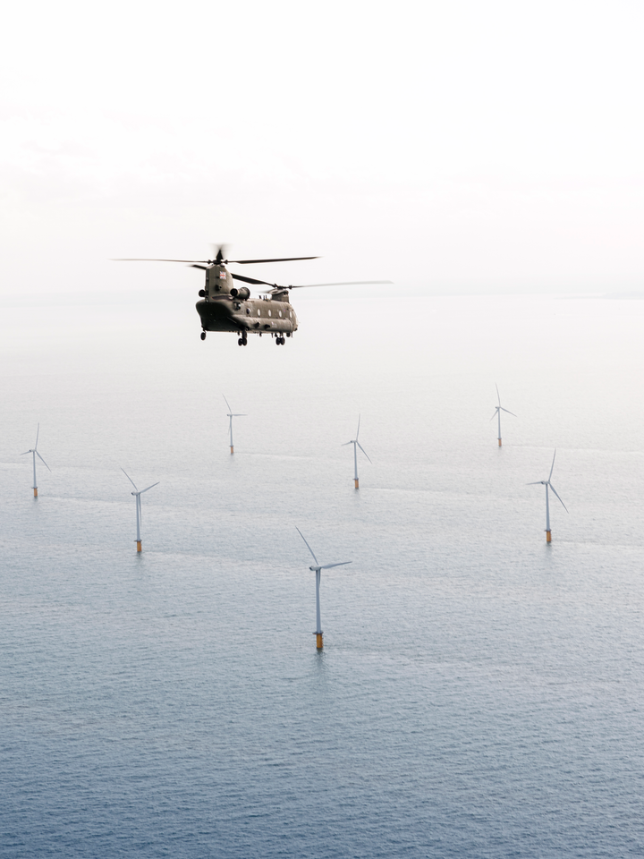 RAF 18 Squadron Chinook Over Offshore Wind Farm August 2026