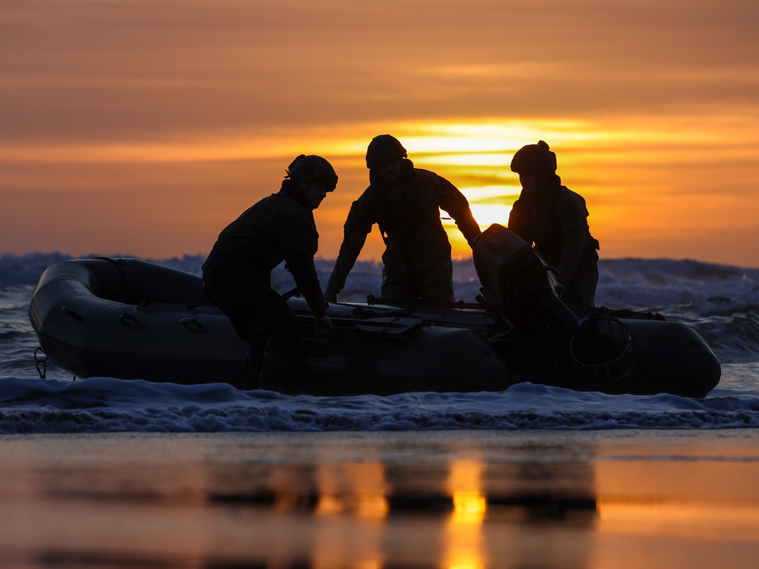 Royal Marines beach Landing at sunset | Photo Print | Framed Print | Military | 47 Commando | Wall Art | Decor | Royal Marines | Photography | RM Hampshire Prints