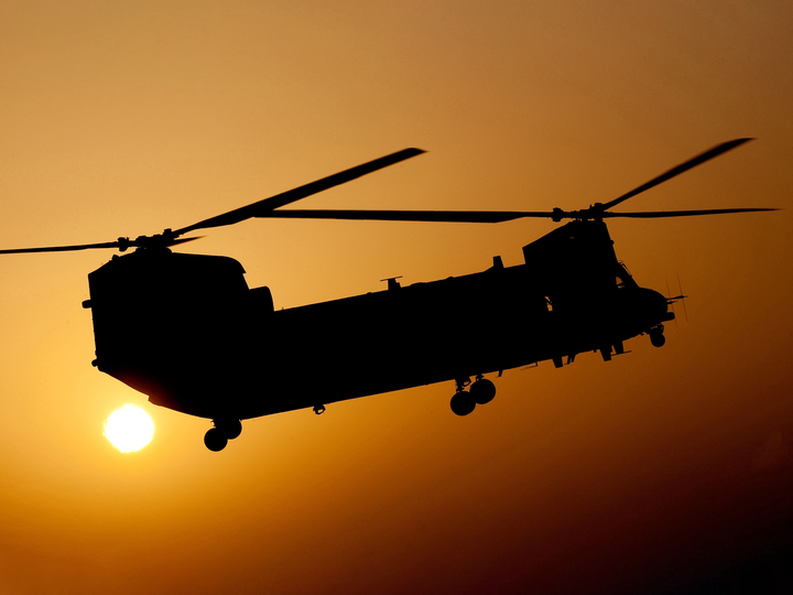 RAF 1310 Flight Chinook Dawn Take-Off Bastion October 2011